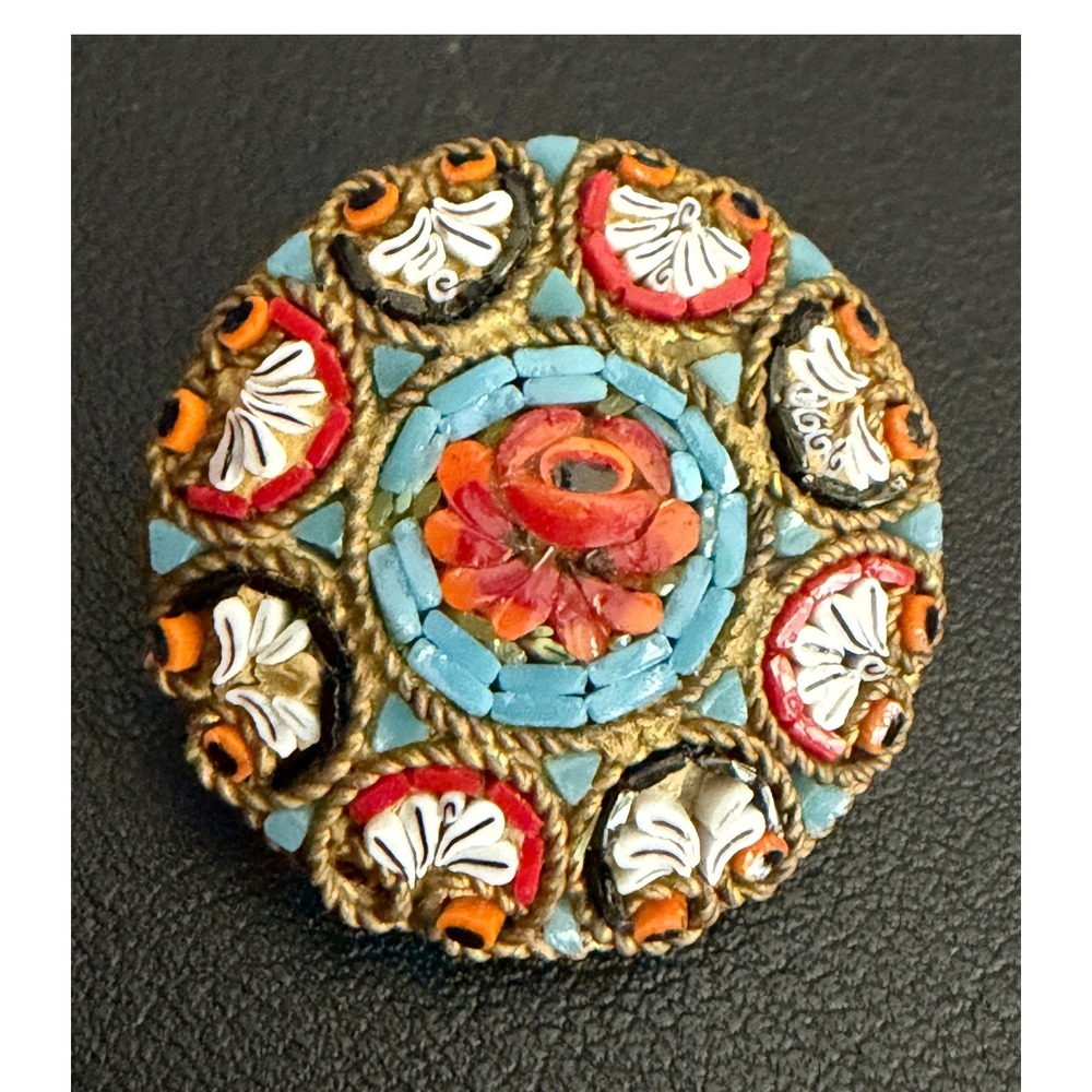 Vintage Micro Mosaic Brooch Italy